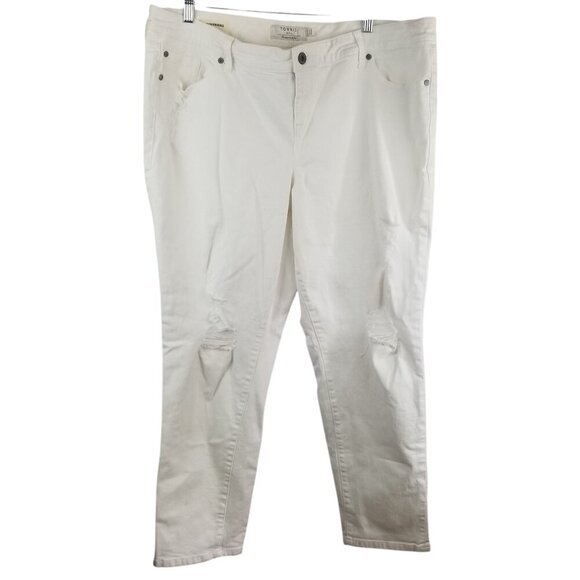 Torrid Women's Boyfriend White Jeans with Distressing Sz 22XT - Picture 1 of 9